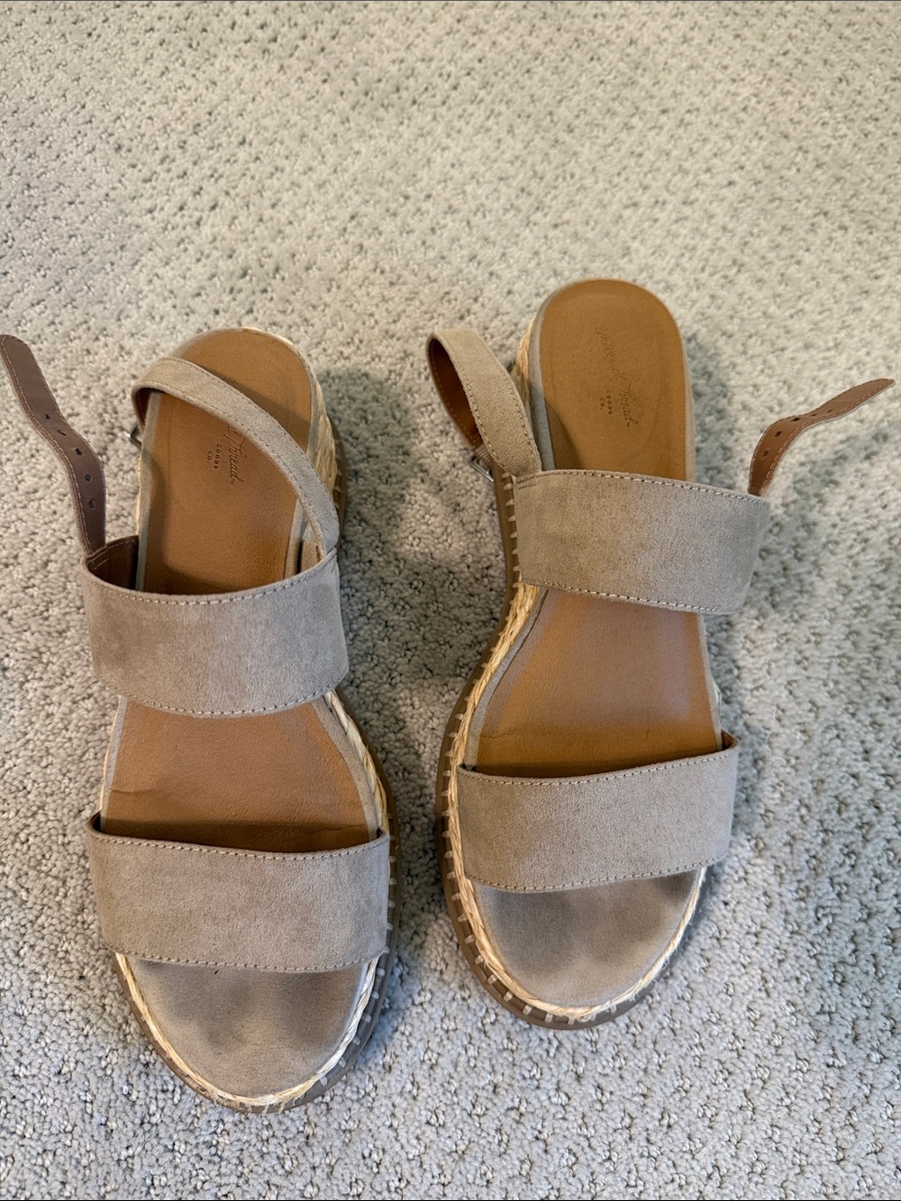 Universal Thread Women's Taupe Suede Double-Strap Espadrille Sandals